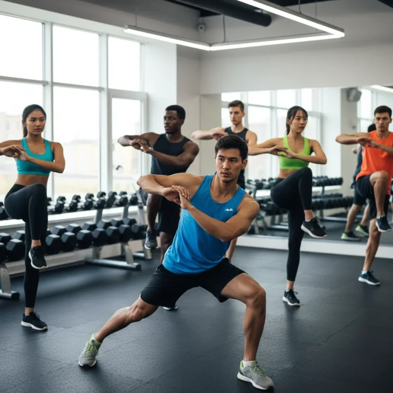 Atletas realizando alongamentos dinâmicos para prevenção de lesões esportivas.