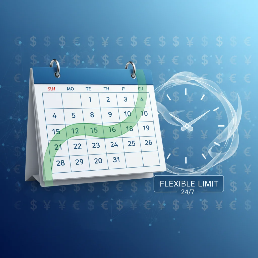 Calendário e relógio, ilustrando a flexibilidade de horários e limites para transações Pix.