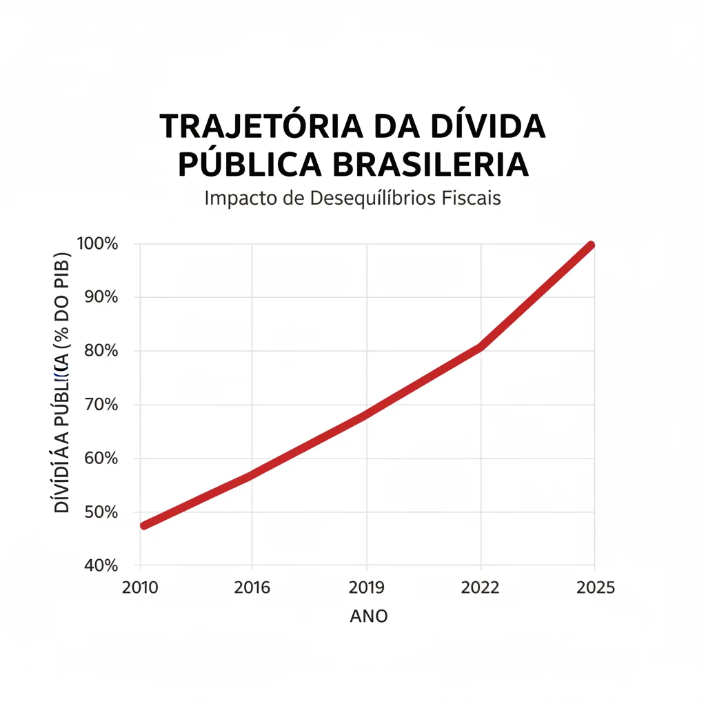 Gráfico mostrando a trajetória crescente da dívida pública brasileira.