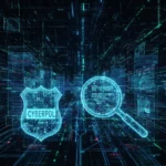 Crescimento na Elucidação de Crimes Digitais: Um Olhar Detalhado Cena digital de investigação forense, com dados e códigos representando a elucidação de crimes digitais.