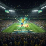 Mercado da Bola: Jogadores Mais Valorizados e Tendências de Transferência Mercado da Bola: Jogadores de futebol brasileiros mais valorizados em destaque no campo, simbolizando transferências e negociações.