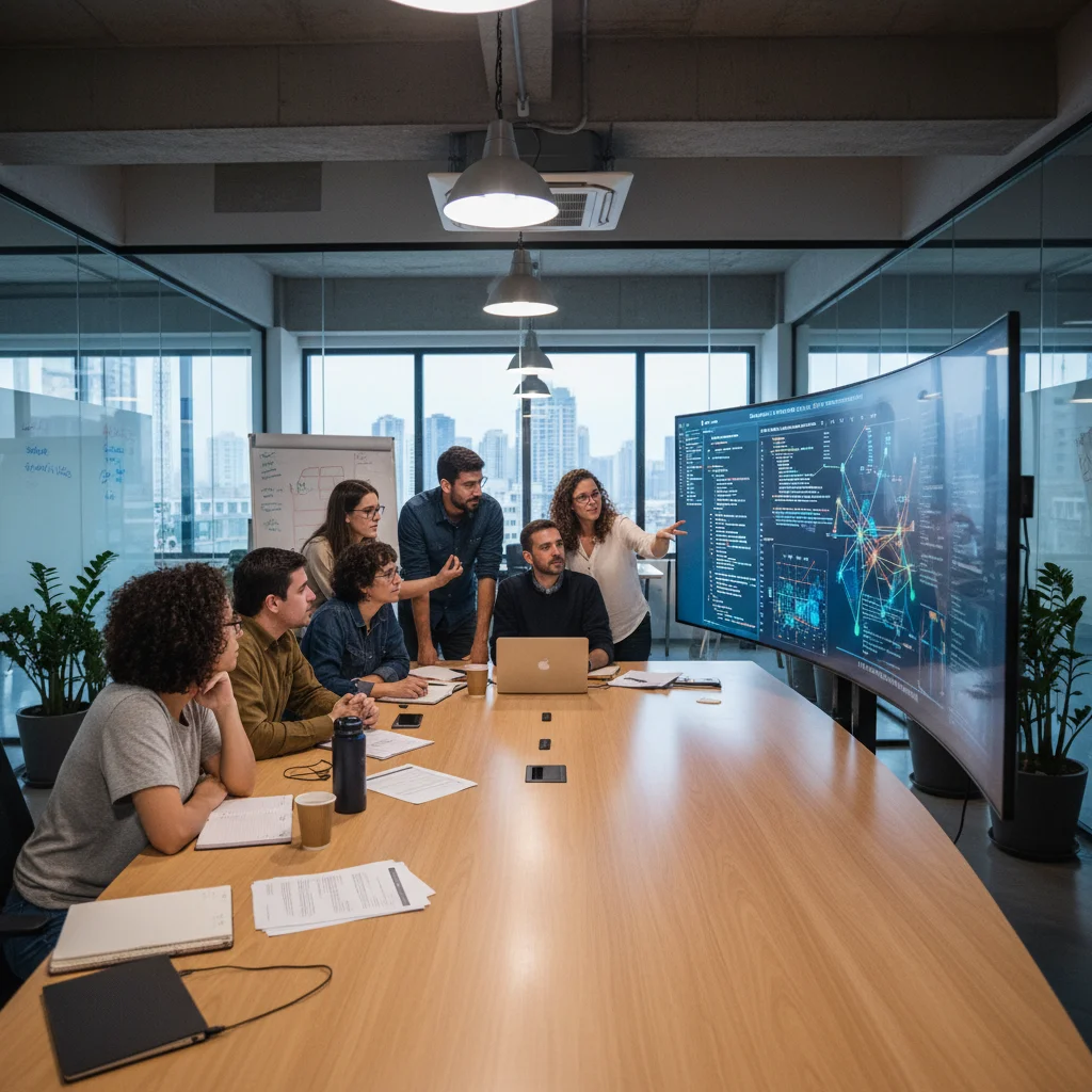 Pesquisadores brasileiros colaborando em projetos de inteligência artificial.