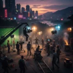 Incentivo Fiscal Audiovisual: R$ 300 Milhões Impulsionam o Setor Equipe de produção cinematográfica trabalhando em um set, com câmeras, luzes e atores, simbolizando o dinamismo do setor audiovisual.
