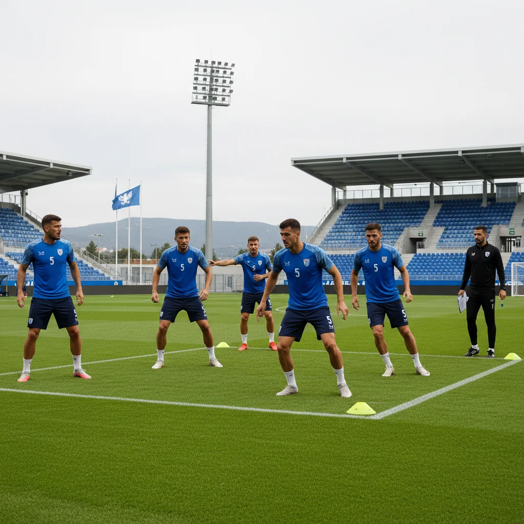 Defensores de seleção nacional treinando marcação zonal e comunicação.